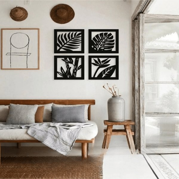 4 Frames Set Wooden Wall Decoration - Decorify